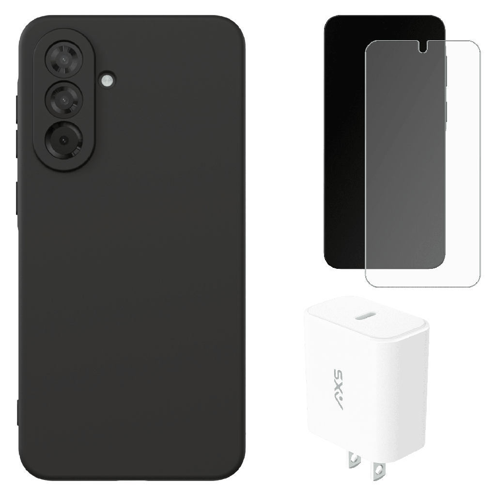 Axs - Pop Bundle Case Screen  30w Charger For Samsung Galaxy A37 5g - Black