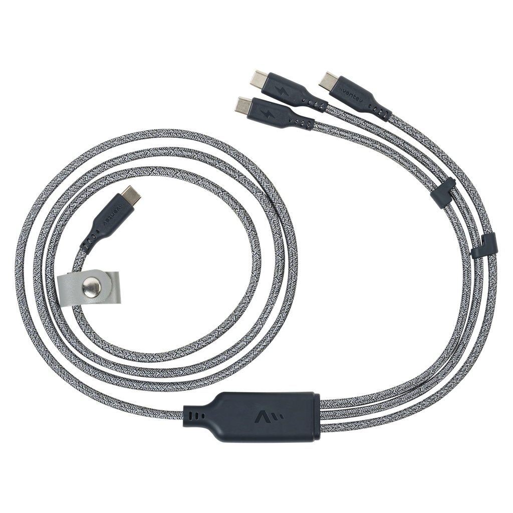 Ventev - 140w 3-in-1 Usb-c Cable 5ft - Gray