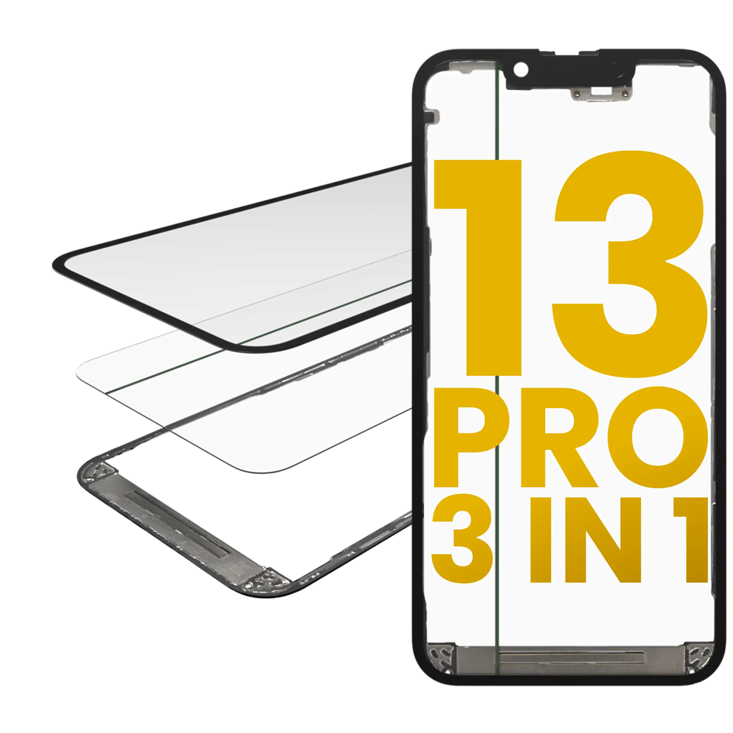 3 in 1 (Glass + OCA Pre-Installed + Frame) For iPhone 13 Pro (OCA Master) (Premium)