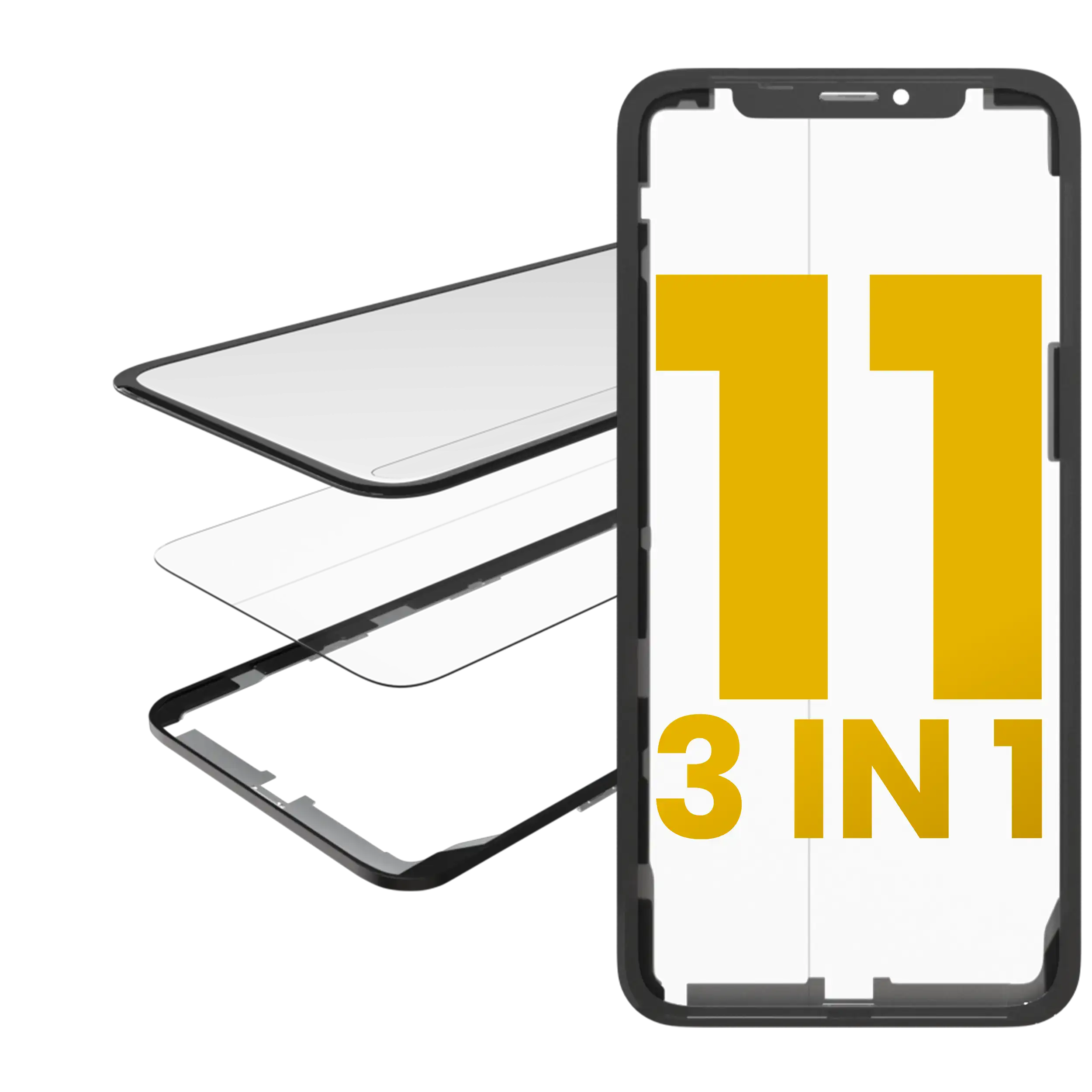 3 in 1 (Glass + OCA Pre-Installed + Frame) For iPhone 11 (OCA Master) (Premium)
