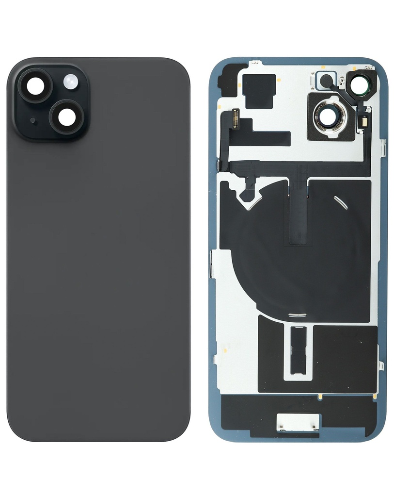 Back Glass with MagSafe Magnet / NFC / Flashlight Flex for iPhone 15 Plus (No Logo) (Black)