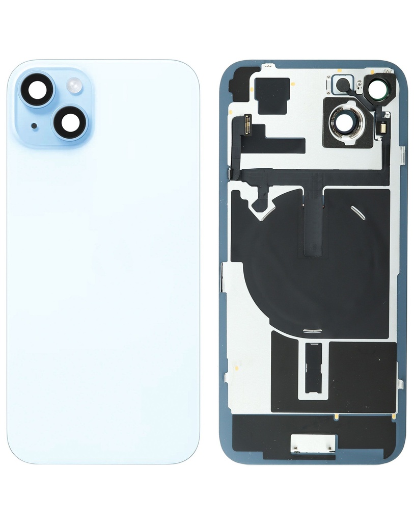 Back Glass with MagSafe Magnet / NFC / Flashlight Flex for iPhone 15 Plus (No Logo) (Blue)