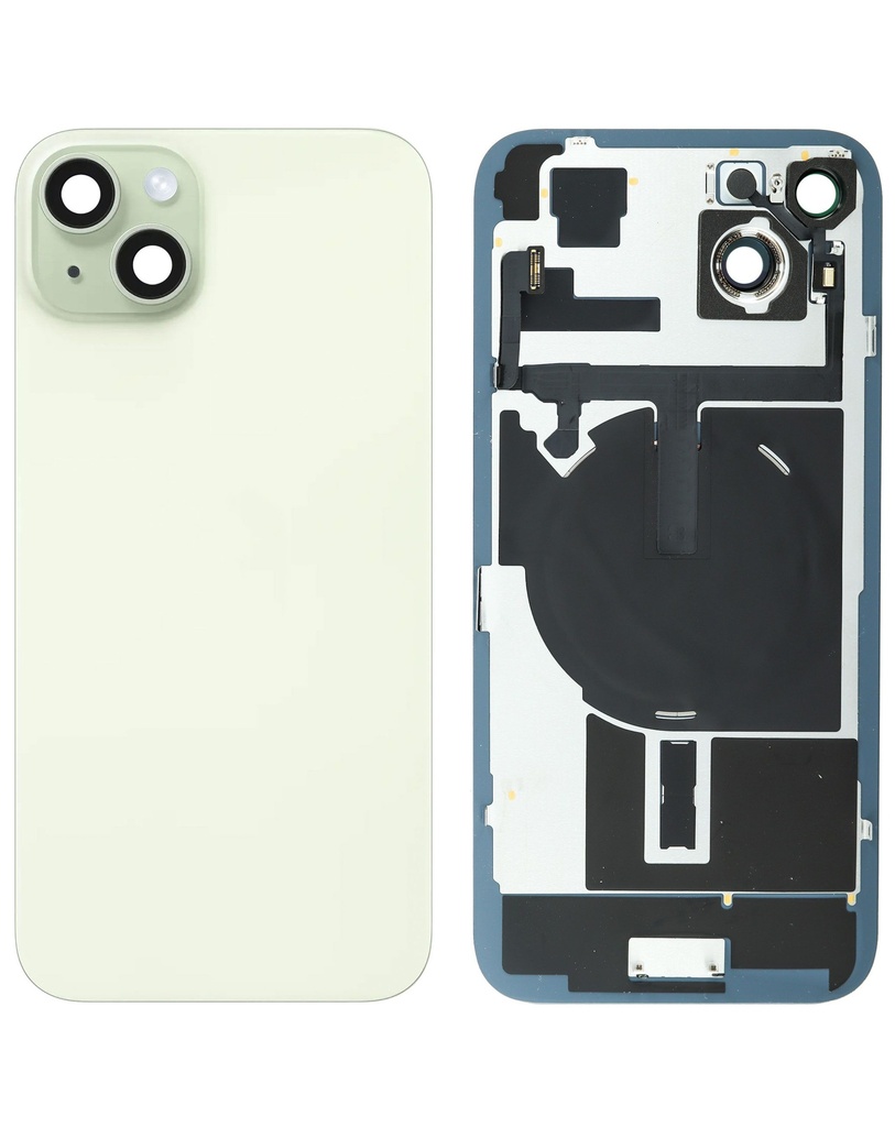 Back Glass with MagSafe Magnet / NFC / Flashlight Flex for iPhone 15 Plus (No Logo) (Green)