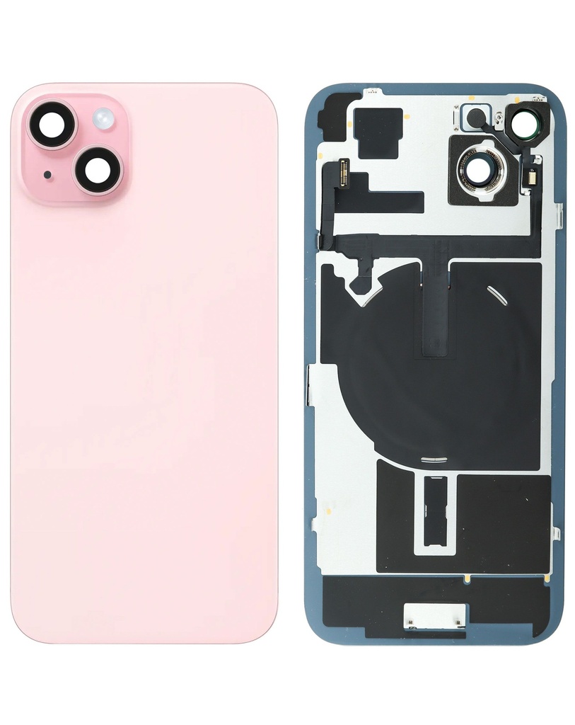 Back Glass with MagSafe Magnet / NFC / Flashlight Flex for iPhone 15 Plus (No Logo)(Pink)