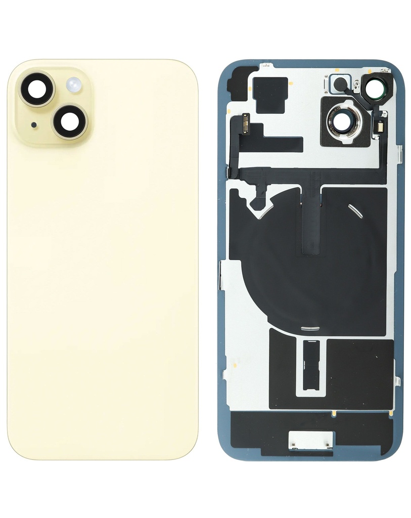 Back Glass with MagSafe Magnet / NFC / Flashlight Flex for iPhone 15 Plus (No Logo) (Yellow)