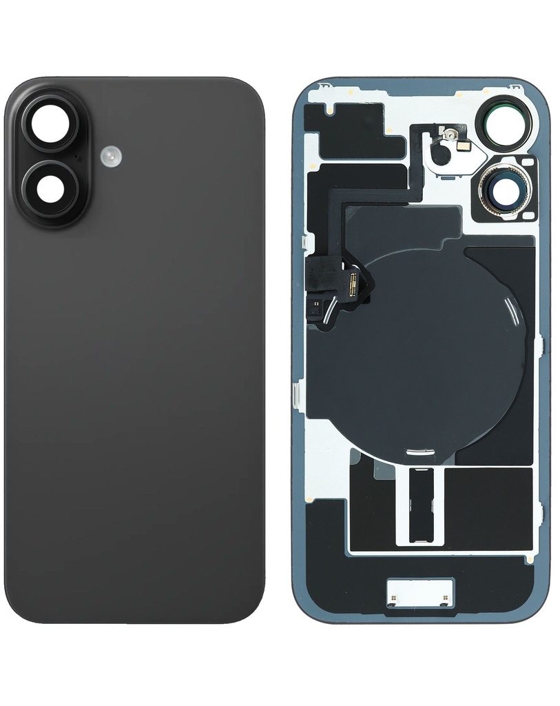 Back Glass with MagSafe Magnet / NFC / Flashlight Flex for iPhone 16 (No Logo) (Black)