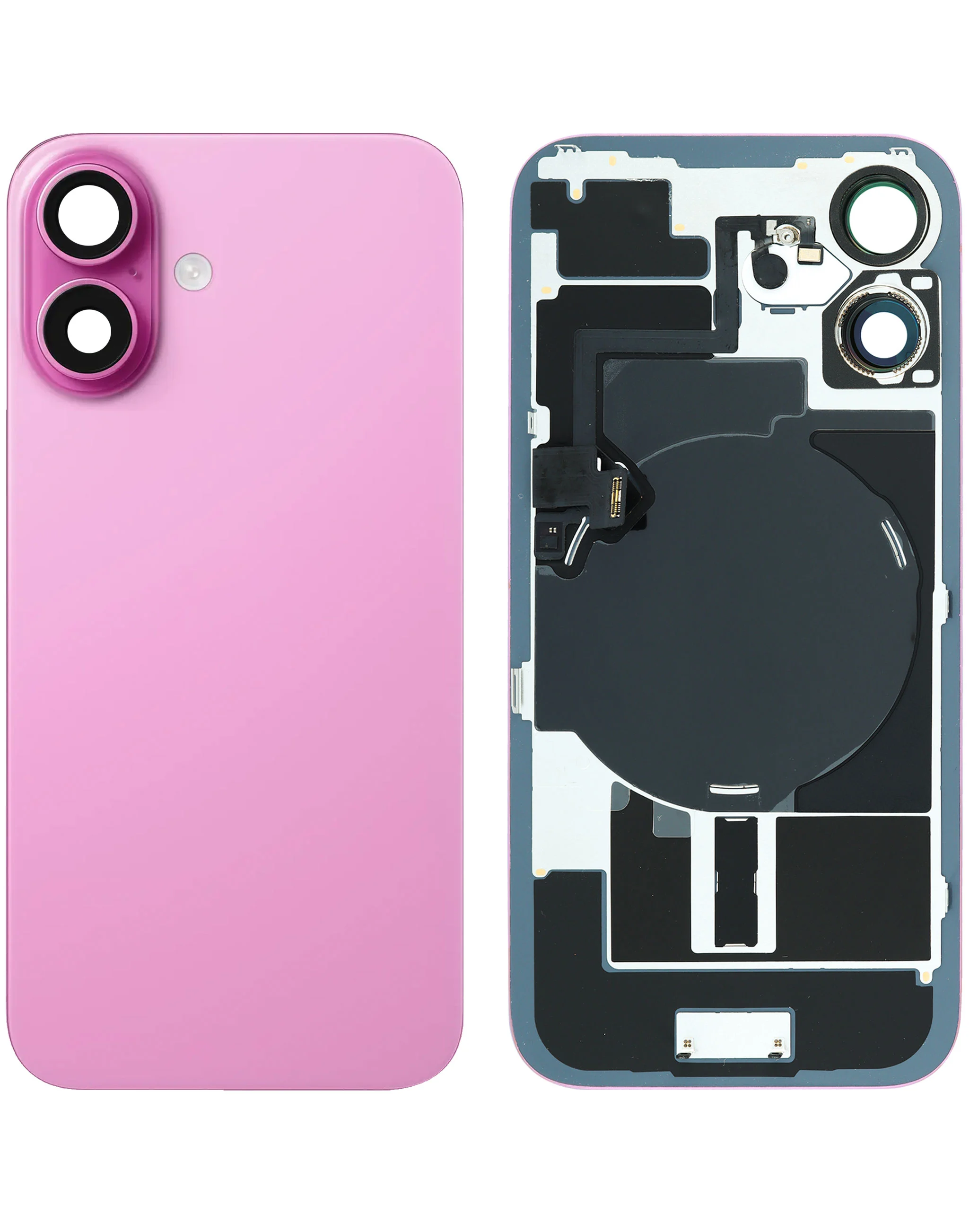 Back Glass with MagSafe Magnet / NFC / Flashlight Flex for iPhone 16 (No Logo) (Pink)