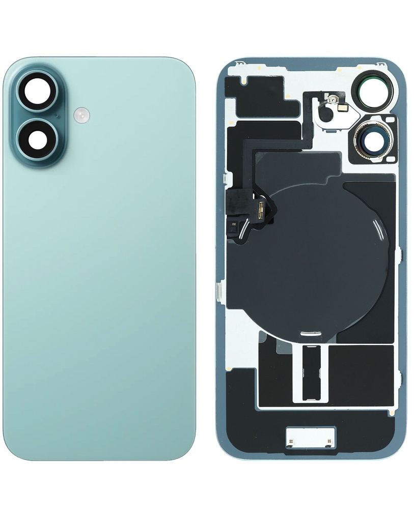 Back Glass with MagSafe Magnet / NFC / Flashlight Flex for iPhone 16 (No Logo) (Teal)