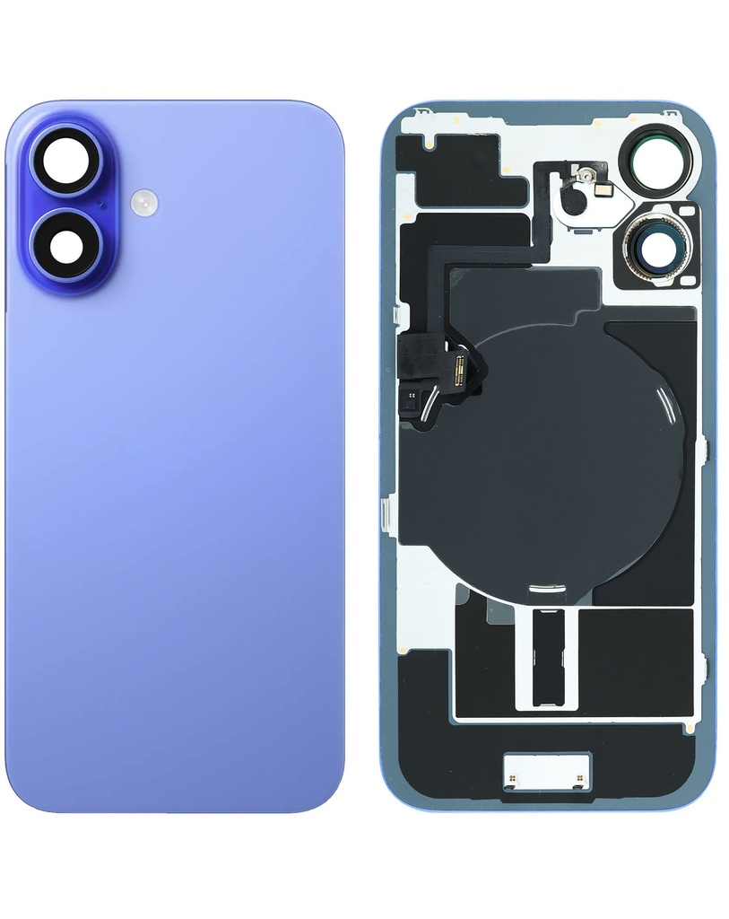 Back Glass with MagSafe Magnet / NFC / Flashlight Flex for iPhone 16 (No Logo) (Ultramarine)