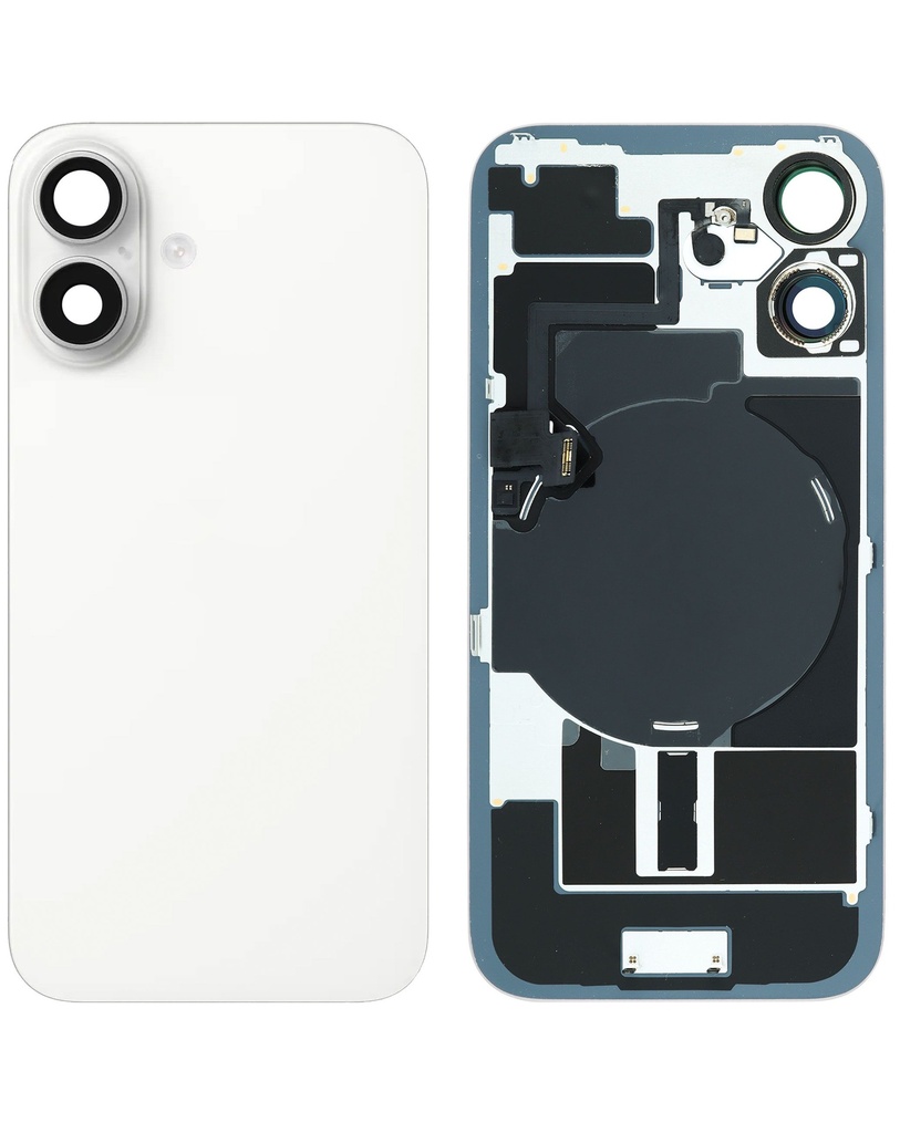 Back Glass with MagSafe Magnet / NFC / Flashlight Flex for iPhone 16 (No Logo) (White)