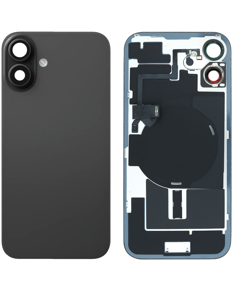Back Glass with MagSafe Magnet / NFC / Flashlight Flex for iPhone 16 Plus (No Logo) (Black)