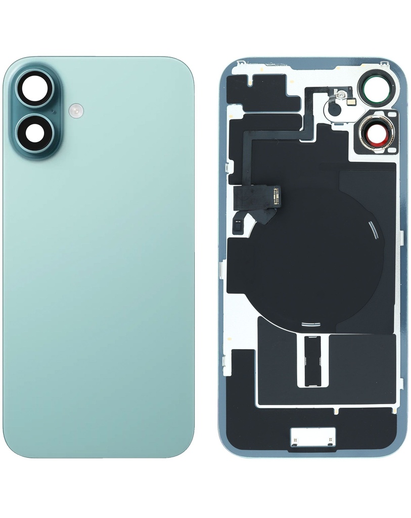 Back Glass with MagSafe Magnet / NFC / Flashlight Flex for iPhone 16 Plus (No Logo) (Teal)