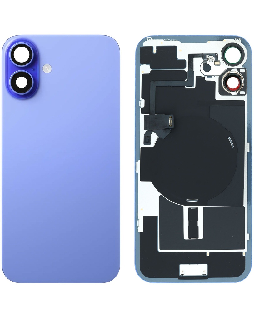 Back Glass with MagSafe Magnet / NFC / Flashlight Flex for iPhone 16 Plus (No Logo) (Ultramarine)