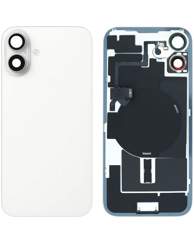 Back Glass with MagSafe Magnet / NFC / Flashlight Flex for iPhone 16 Plus (No Logo) (White)