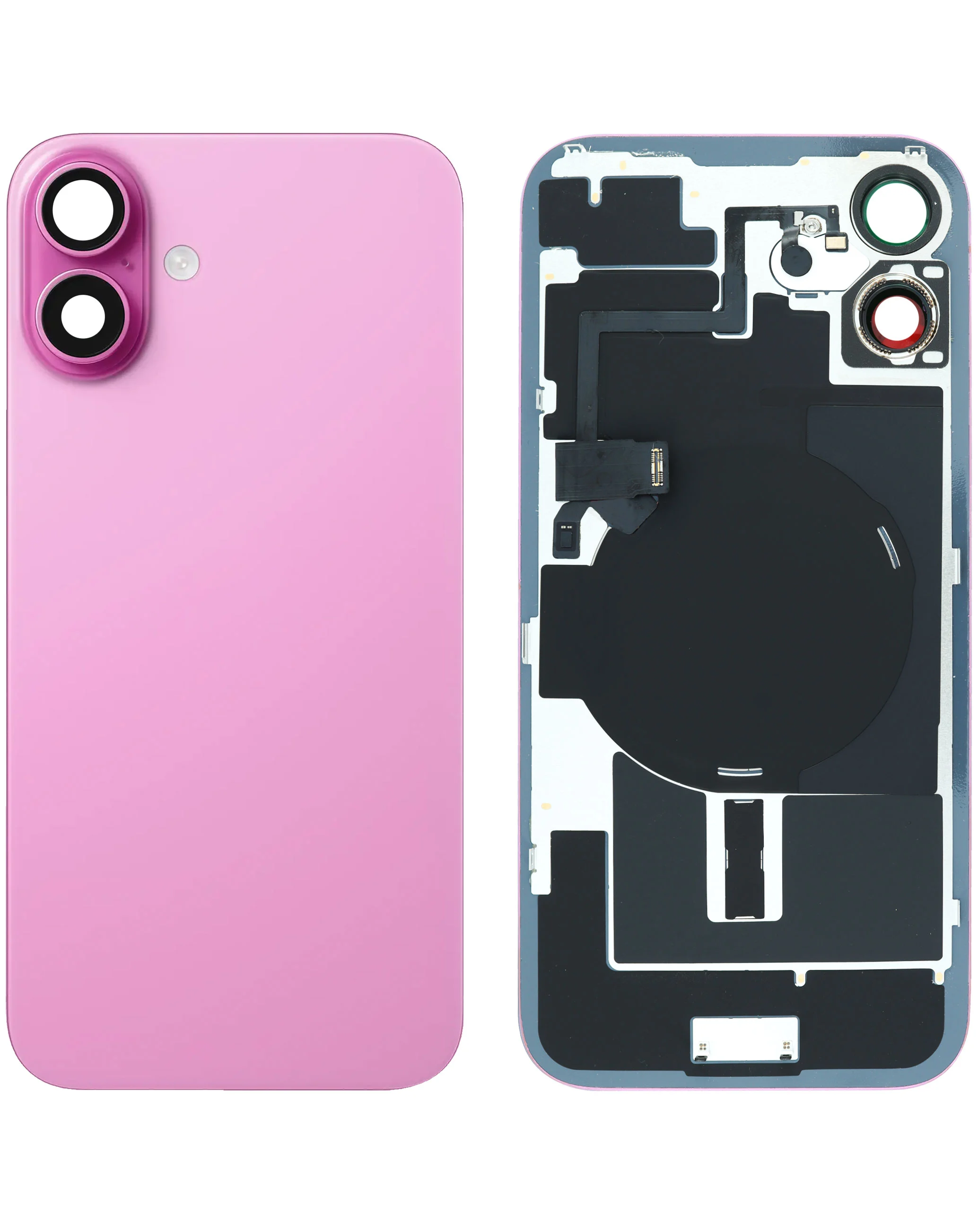 Back Glass with MagSafe Magnet / NFC / Flashlight Flex for iPhone 16 Plus (No Logo)(Pink)