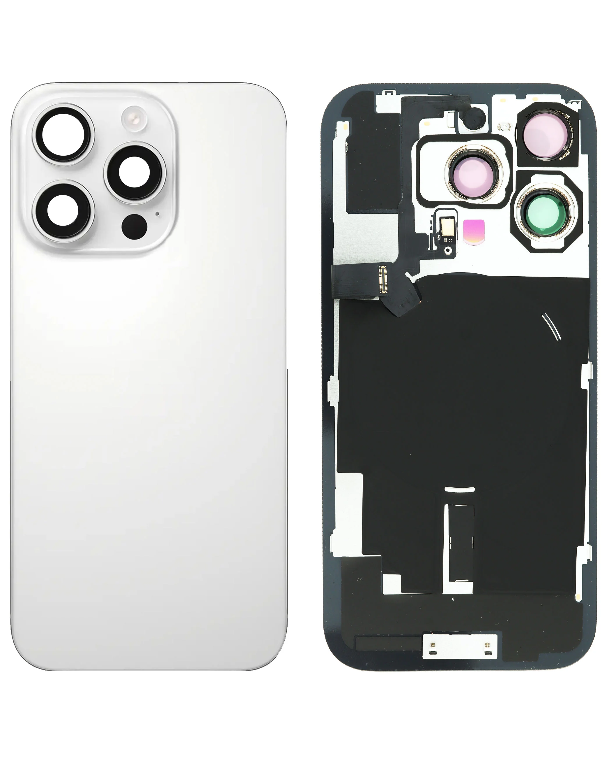 Back Glass with MagSafe Magnet / NFC / Flashlight Flex for iPhone 16 Pro (No Logo) (White Titanium)