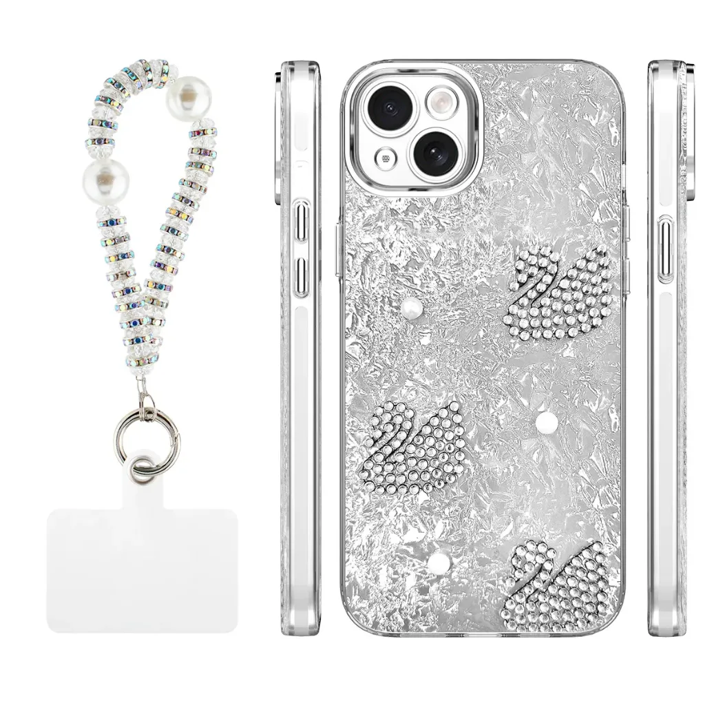 Candy Swan Case for iPhone 15 Plus - Silver