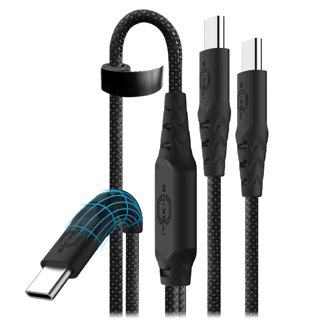 Itskins - Hybrid 2 In 1 Usb C To Usb C Cable 2m - Black