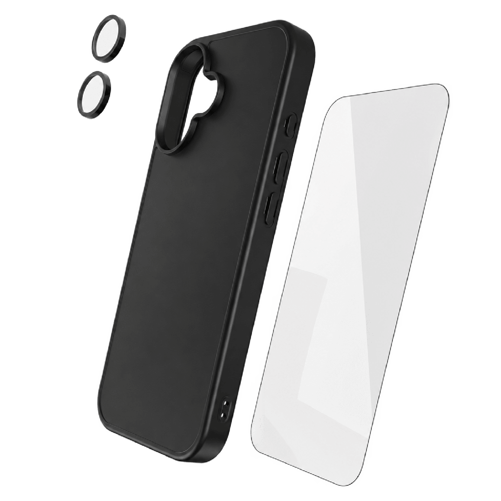 Gadget Guard - 3 In 1 Bundle Includes Clear Case  /  Glass Screen Protector /  Camera Lens Protector For Apple Iphone 17 - Black
