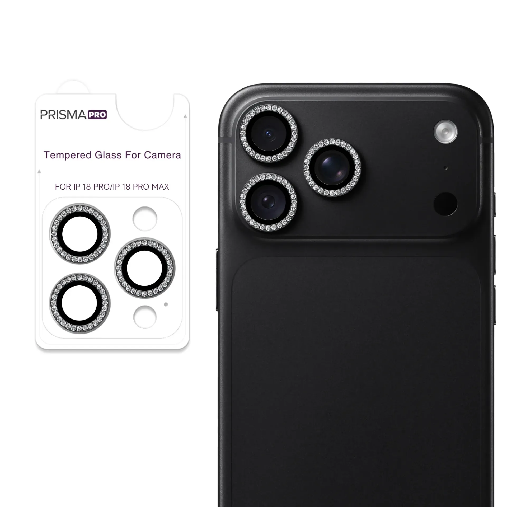 Prisma Pro Shield - Diamond Camera Lens w/HD Tempered Glass for iPhone 18 Pro Max / 18 Pro (Black)