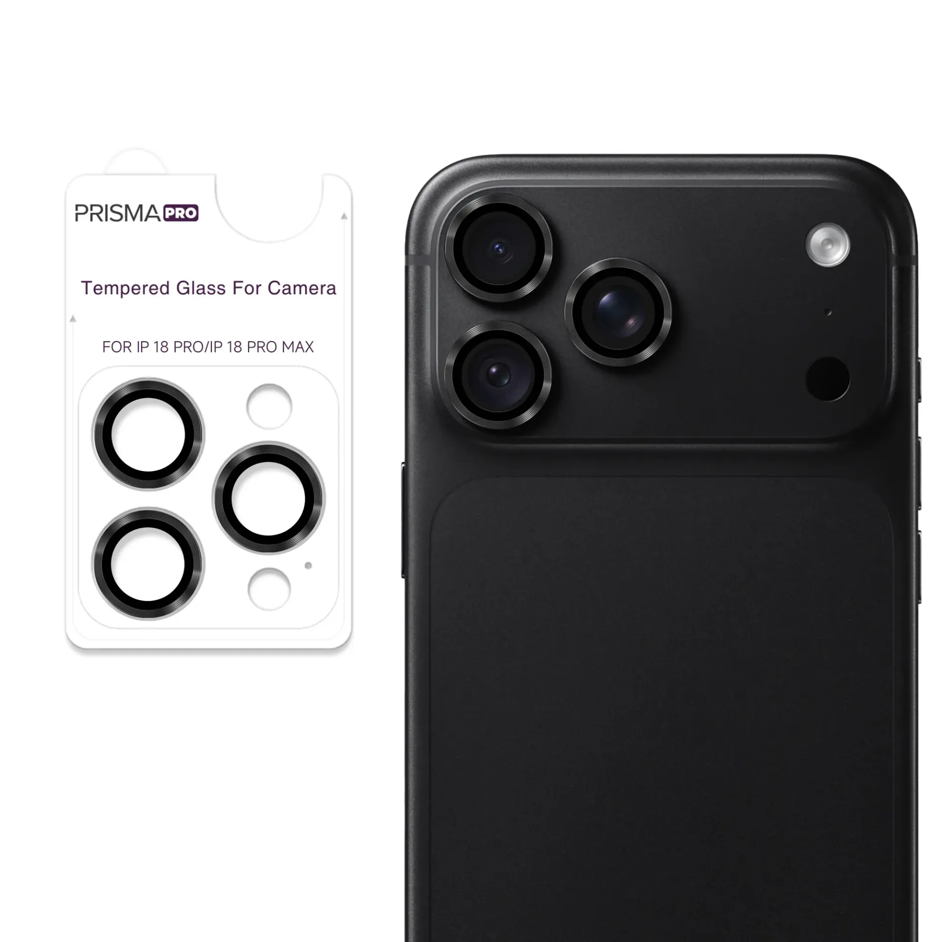 Prisma Pro Shield - Ring Camera Lens w/HD Tempered Glass for iPhone 18 Pro Max / 18 Pro (Black)