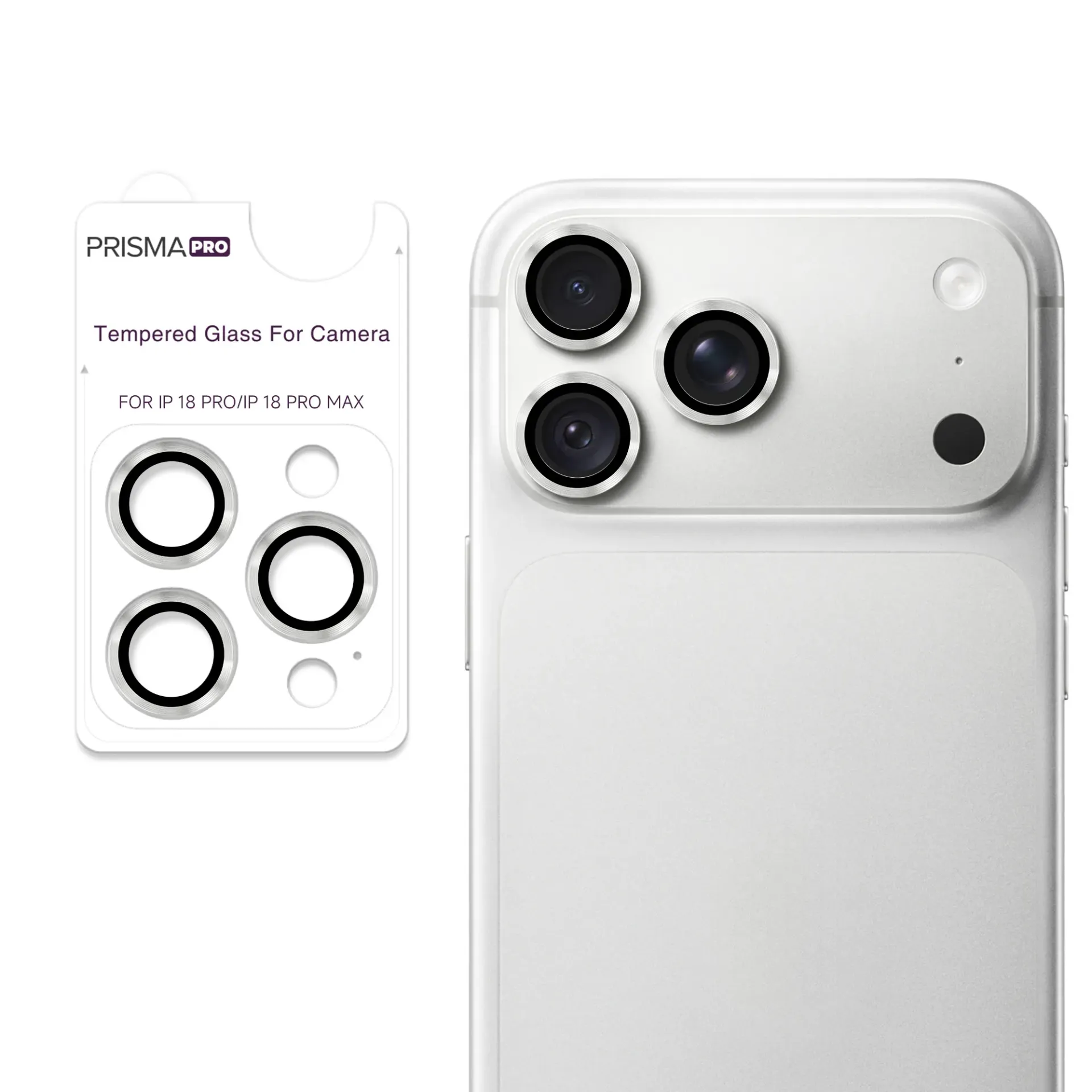 Prisma Pro Shield - Ring Camera Lens w/HD Tempered Glass for iPhone 18 Pro Max / 18 Pro (Silver)