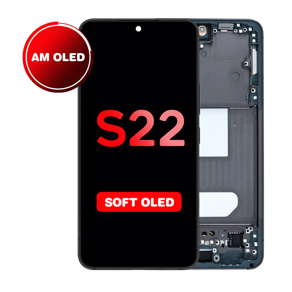 OLED Assembly for Samsung Galaxy S22 (S901) with Frame - Phantom Black (Aftermarket - OLED)
