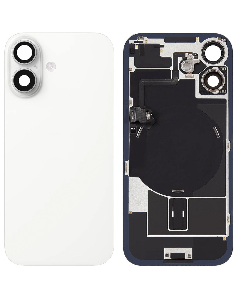 Back Glass with Frame and MagSafe Magnet and Wireless NFC Charging Flex for iPhone 17 (No Logo) (White)