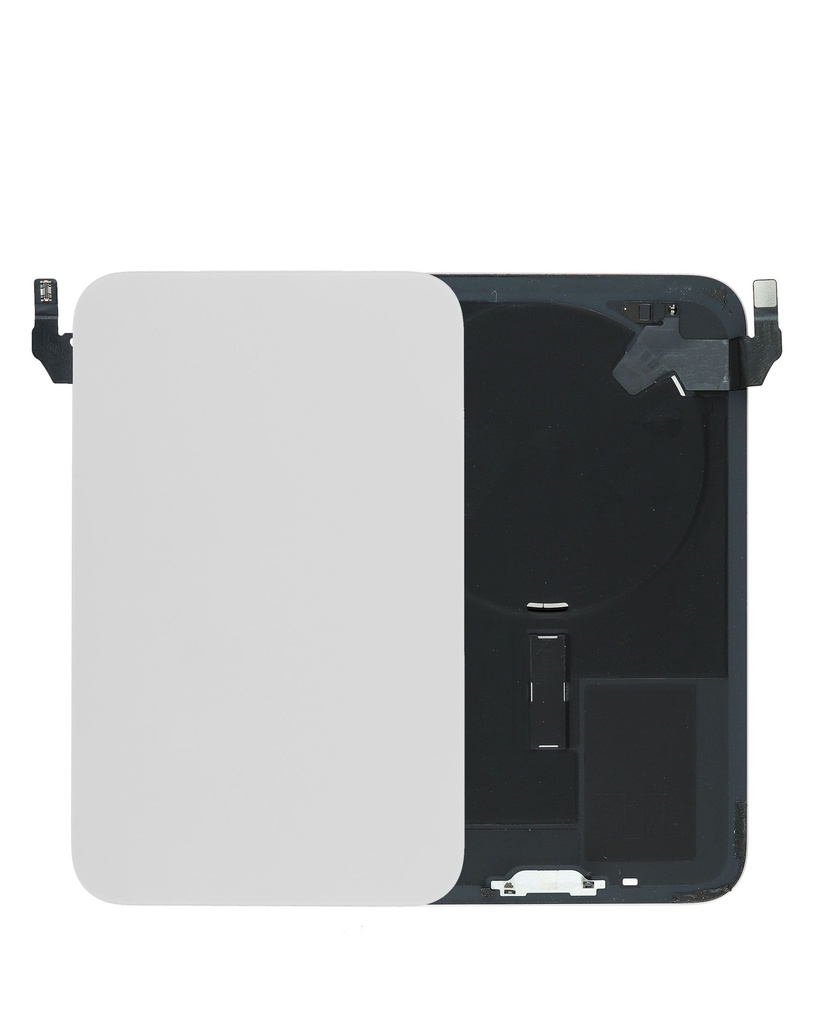 Back Glass with Frame and MagSafe Magnet and Wireless NFC Charging Flex for iPhone 17 Pro Max (No Logo) (Silver)