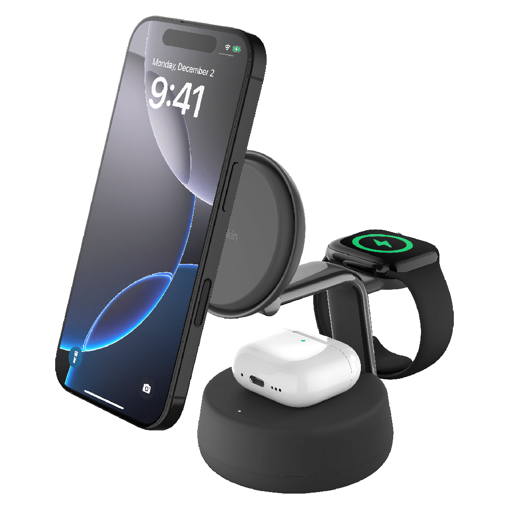 Belkin - 3-in-1 Qi2 Magnetic Charging Dock 25w - Black