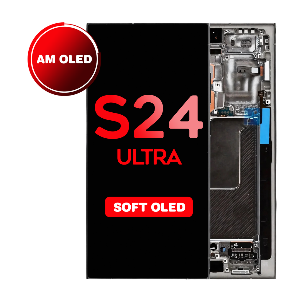 OLED Assembly for Samsung Galaxy S24 Ultra (S928) with Frame - Titanium Black (Aftermarket - Soft OLED )