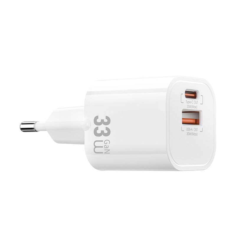WiWU Cube Wi-G017 33W GaN Fast Charger (USB-A + USB-C, PD) (White)