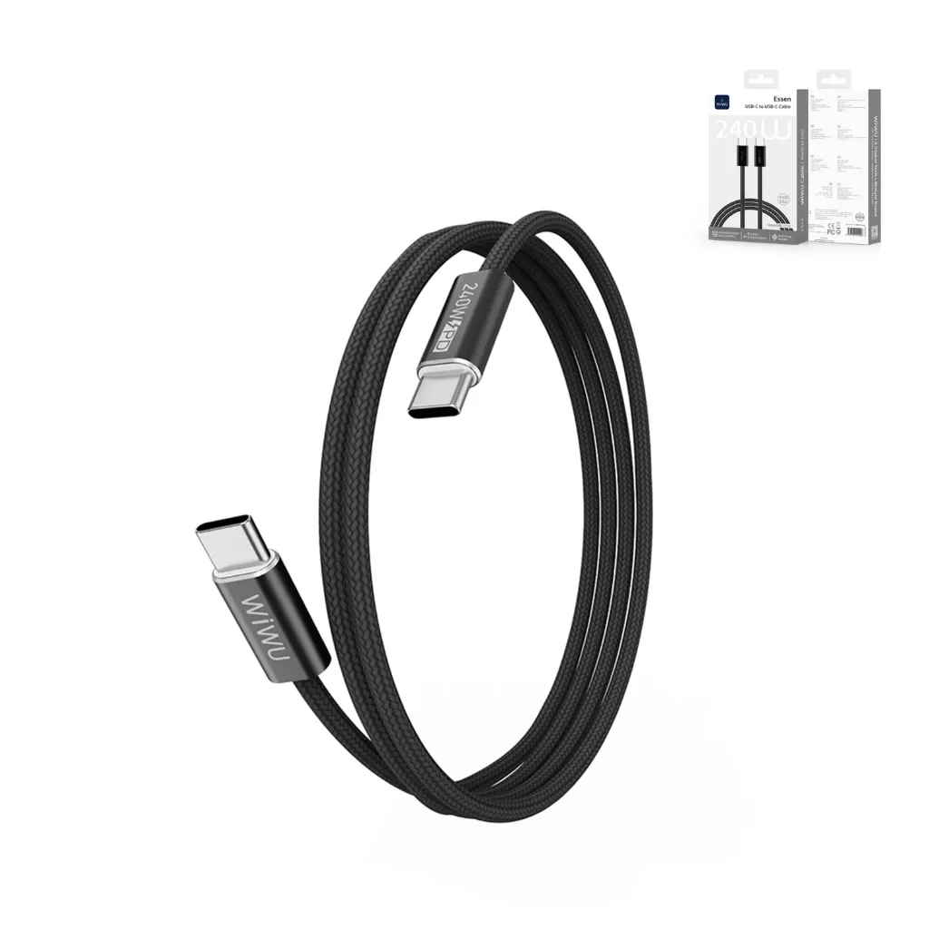 WIWU Essen Wi-C101 240W USB-C to USB-C Braided Cable 1.5m (Black)