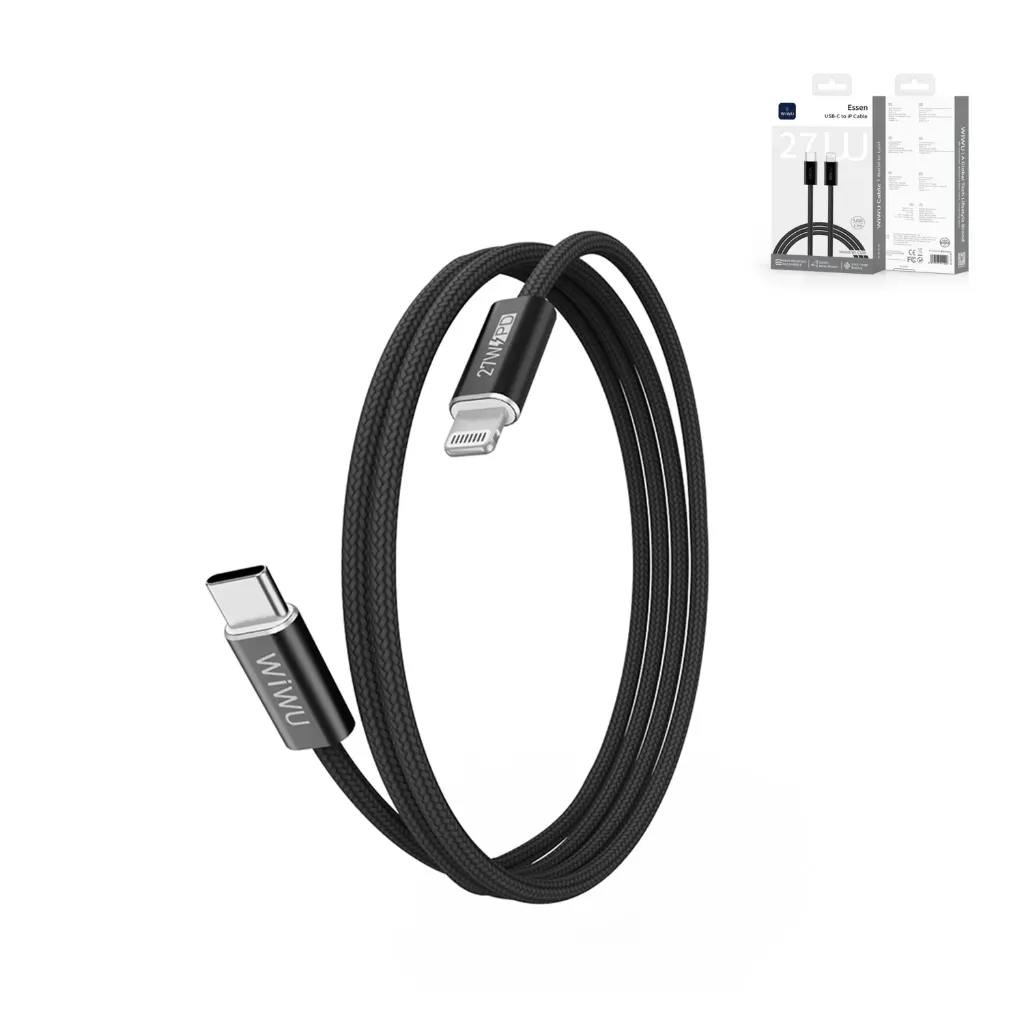 WIWU Essen Wi-C100 27W USB-C to Lightning Braided Cable 1.5m (Black)