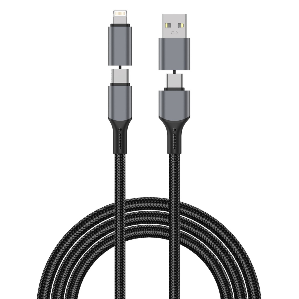 WiWU Raptor Pro Wi-C085 240W 4-in-1 A+C to C+L Cable 1.2m (2nd Gen) (Black)