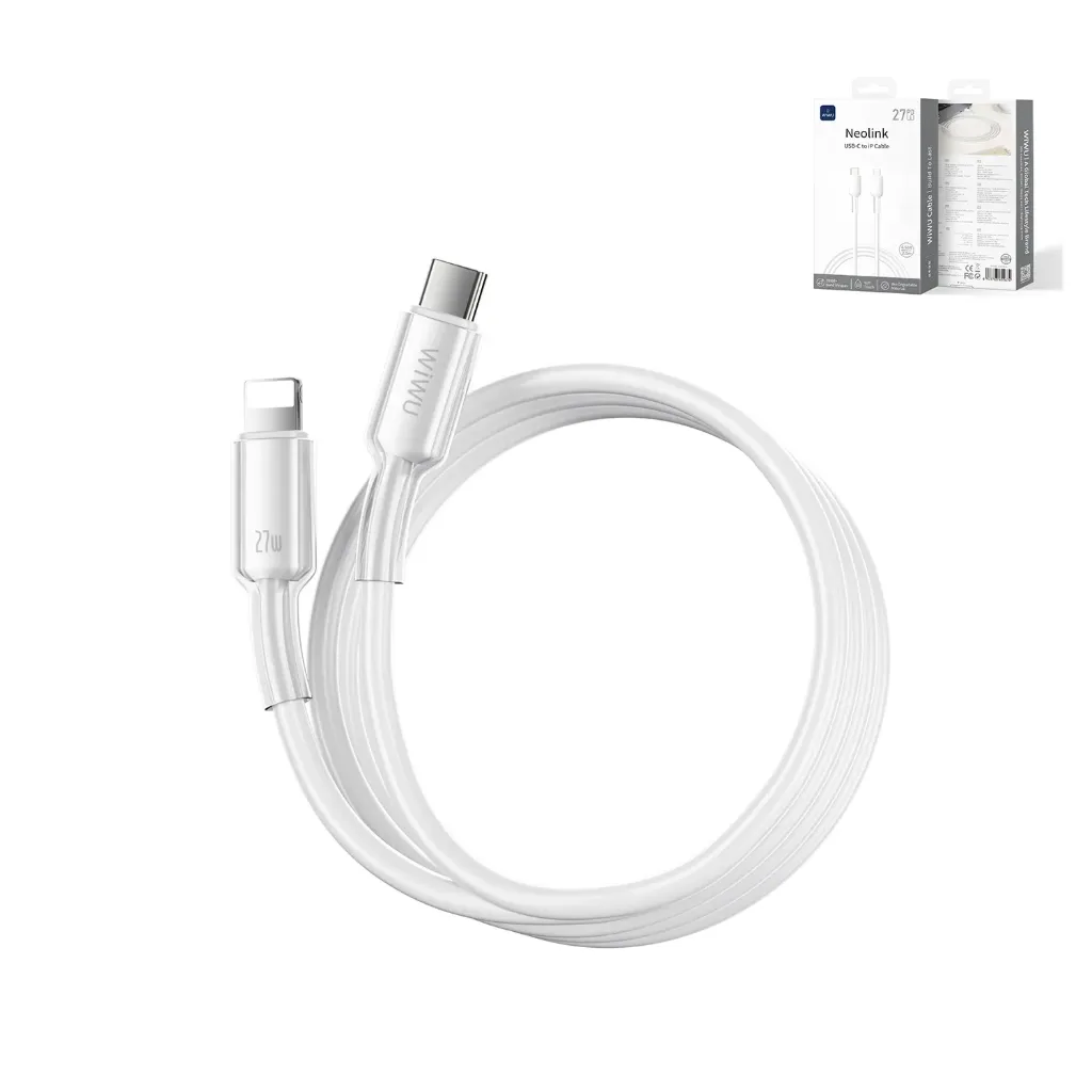 WIWU Neolink Wi-C062 27W USB-C to Lightning Silicone Cable 2m (White)