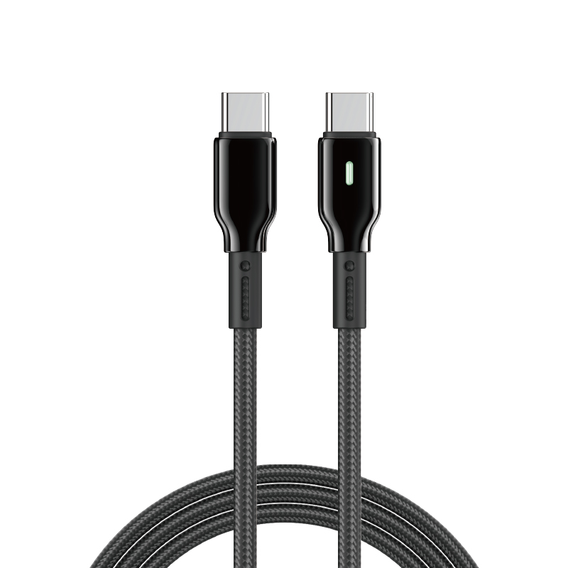 WiWU Duralink Wi-C075 60W USB-C to USB-C Braided Cable w/LED 1m (Black)