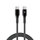 WiWU Duralink Wi-C075 60W USB-C to USB-C Braided Cable w/LED 1m (Black)