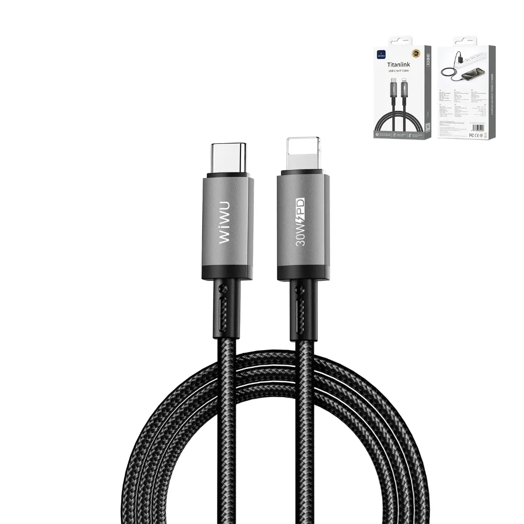 WIWU Titanlink Wi-C056 30W USB-C to Lightning Braided Cable 1m (Grey)