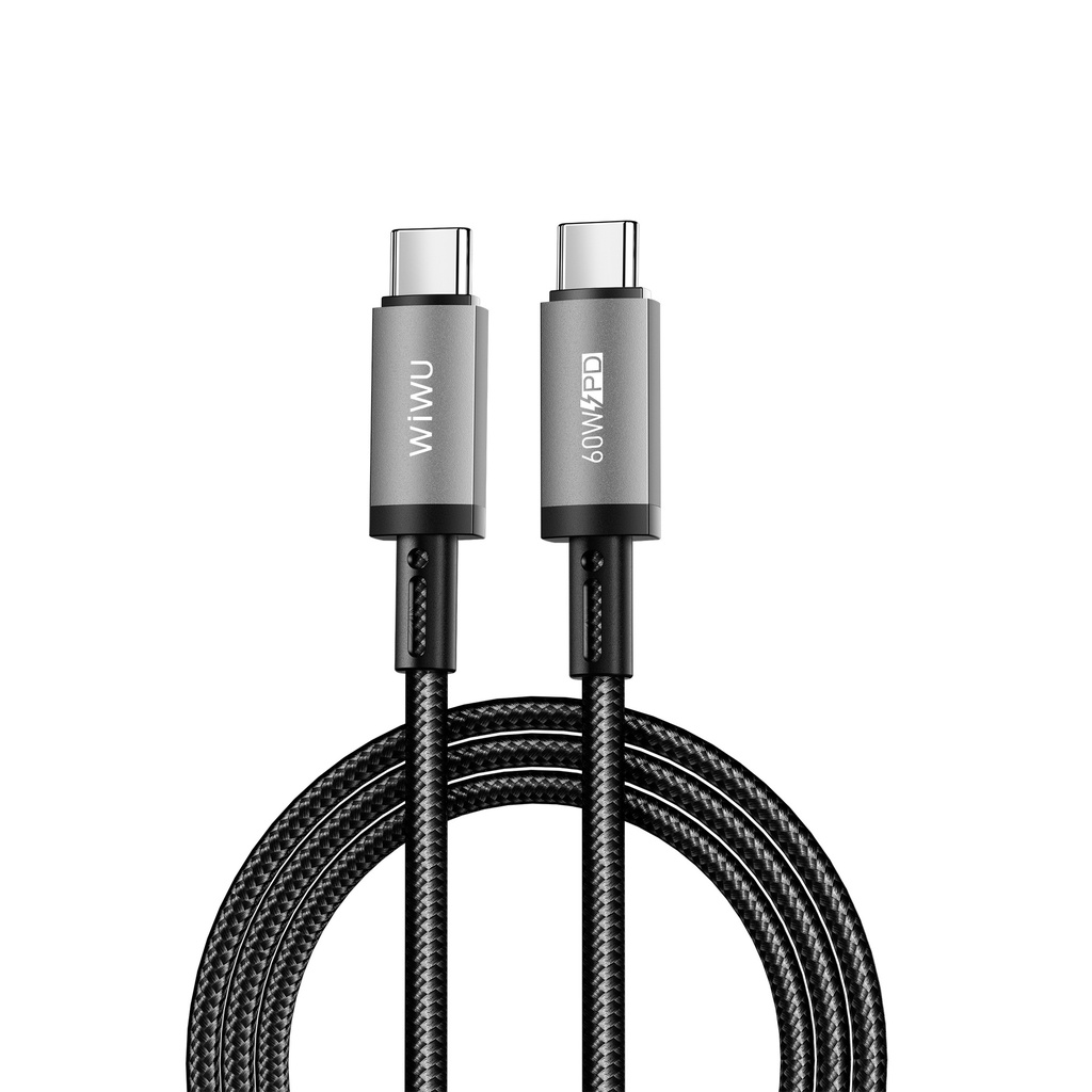 WiWU Titanlink Wi-C057 60W USB-C to USB-C Braided Cable 1m (Grey)