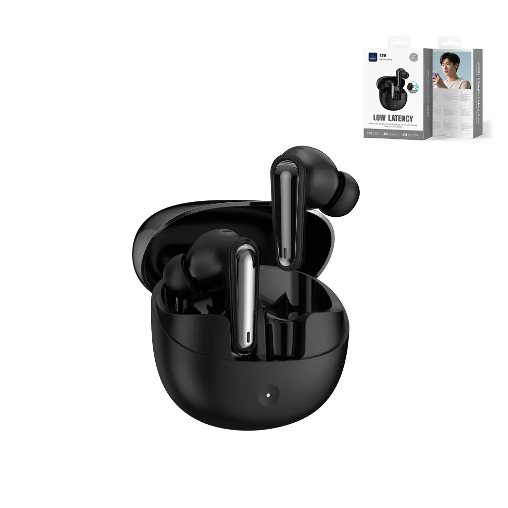 WIWU T36 Gaming Buds Wireless Earbuds (BT 6.0, ANC + ENC, Low Latency) (Black)