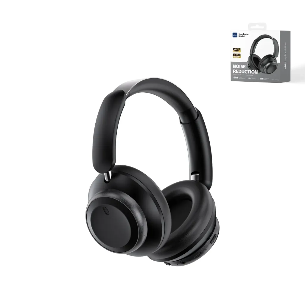 WIWU Soundbasha TD-17 ANC Wireless Over-Ear Headset (-38dB ANC, 50H Battery) (Black)