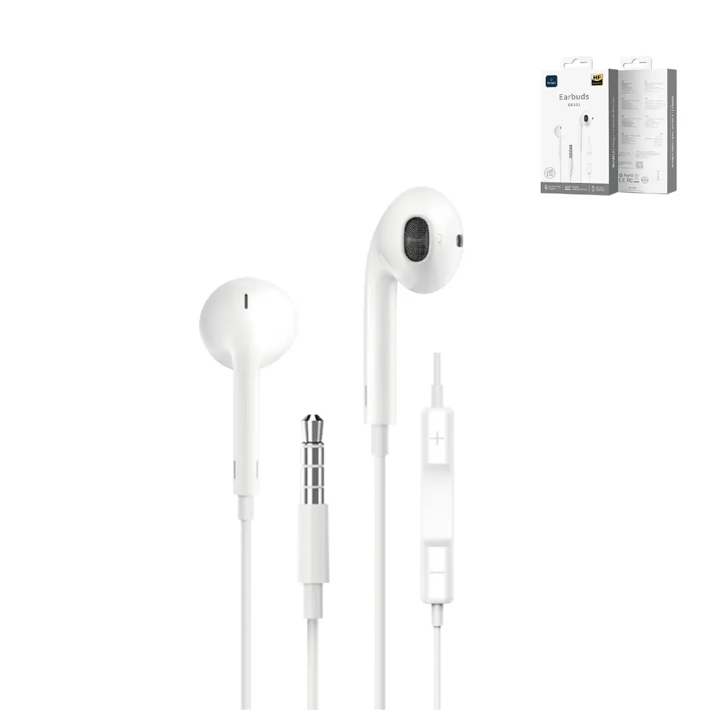 WIWU EB101 3.5mm Jack Wired Earphone with Mic (White)