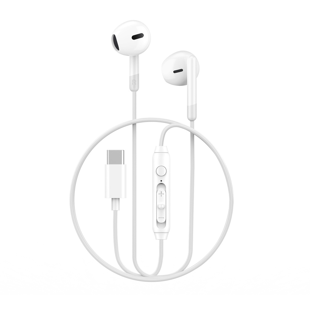 WiWU EB314 Type-C Wired Earphones (Ergonomic Sports Design) (White)
