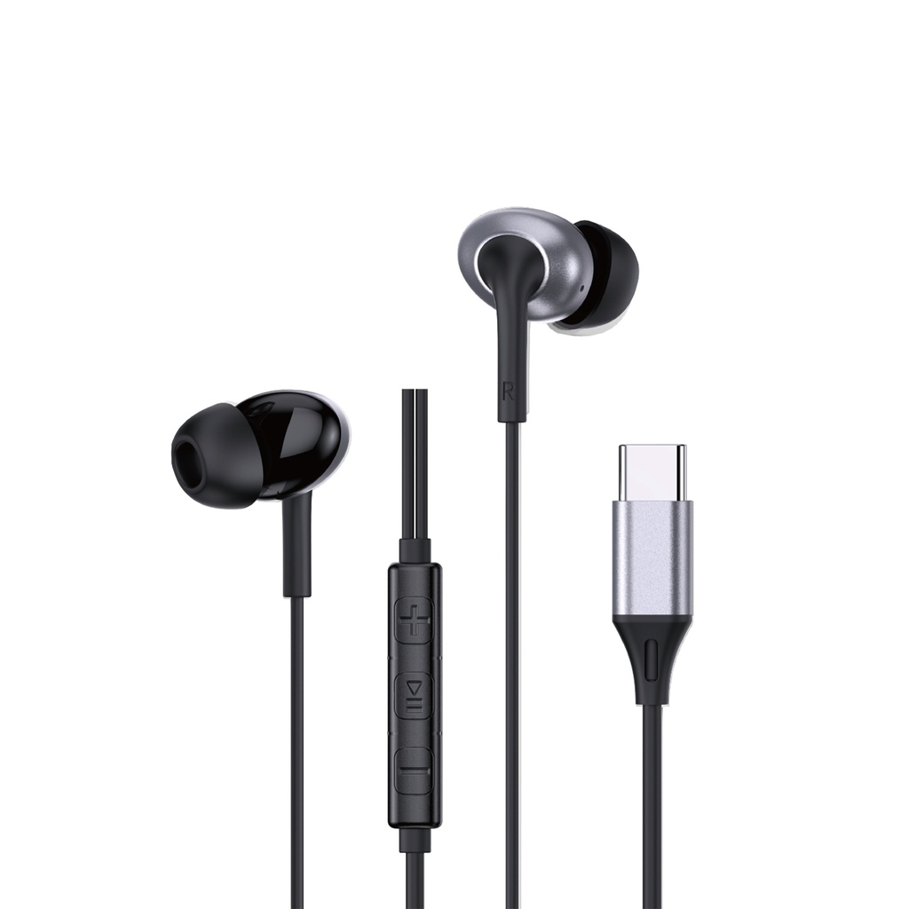 WiWU EB318 Type-C Stereo Wired Earbuds with Mic (Black)