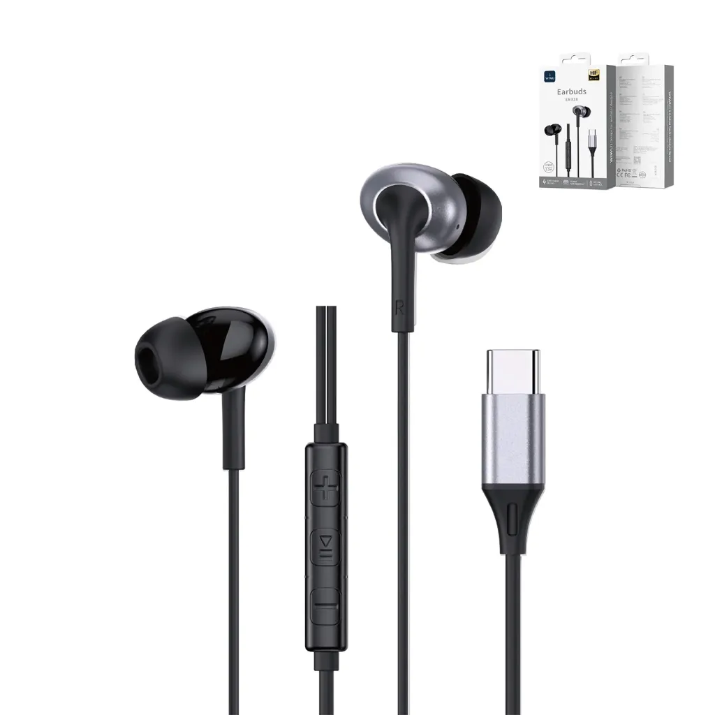 WIWU EB318 Type-C Stereo Wired Earbuds with Mic (Black)