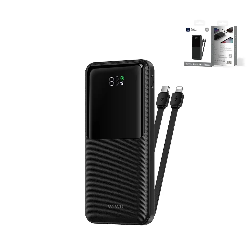 WIWU Essen Wi-P081 10000mAh Power Bank 22.5W (USB-C/USB-A, 3C Certified) (Black)
