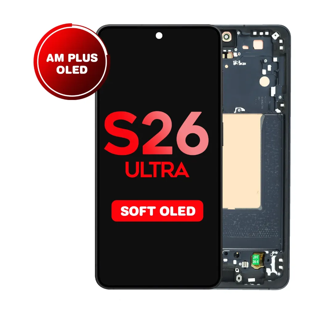 OLED Assembly with Frame for Samsung Galaxy S26 Plus (S947) - Black (Aftermarket Plus - Soft OLED / 120Hz)