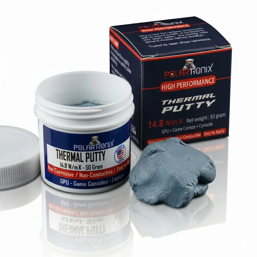 Polartronix High Performance Thermal Putty – 14.8 W/m·K Non-Conductive Moldable Thermal Gap Filler for GPU, VRAM, VRM, Laptop, PS5 & Xbox, 50g Jar (USTPY50)
