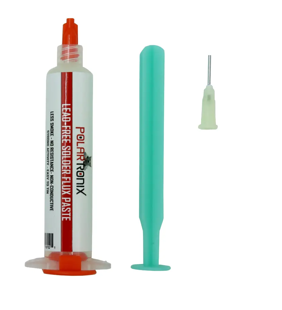 Polartronix Lead-Free No-Clean Solder Flux Paste – Halogen-Free, Low-Smoke Formula for SMD/BGA/PCB Repair, 10cc/16g Syringe (FL-101)